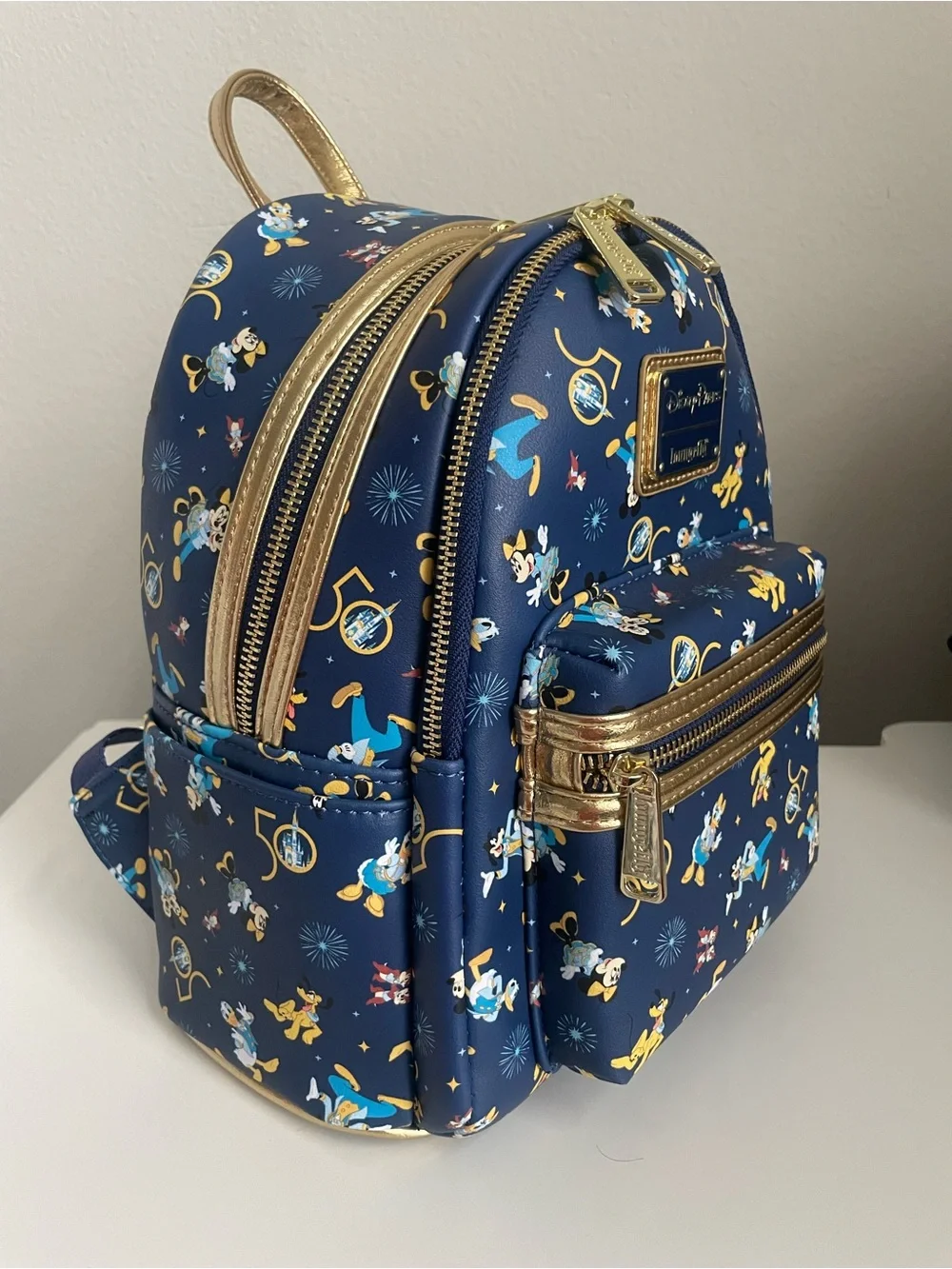 Disney Loungefly 50th Anniversary Character Backpack with Gold Accents